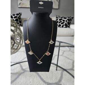 Express Gold Rhinestone Evil Eye Necklace New